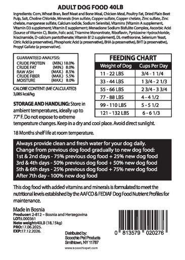 Chewka Dry Dog Food 40 Pound Bag