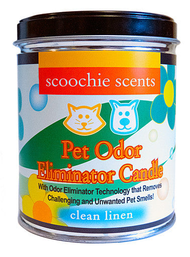 Scoochie Scents Clean Linen Pet Odor Eliminator Candle Tin Retail