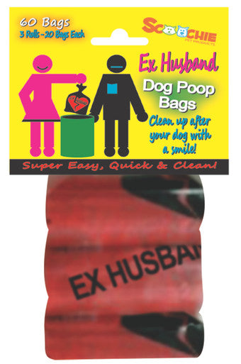 Scoochie EX HUSBAND  3 Pack Poop Bags In Bag and Header