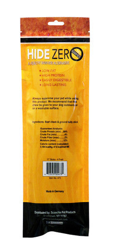 Hide Zero 10 Inch 4 Pack Bully Flavored Rawhide Alternative Chew in Zip Lock Bag