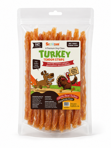 8 Ounce Turkey Tendon Strips Bag with Sticker