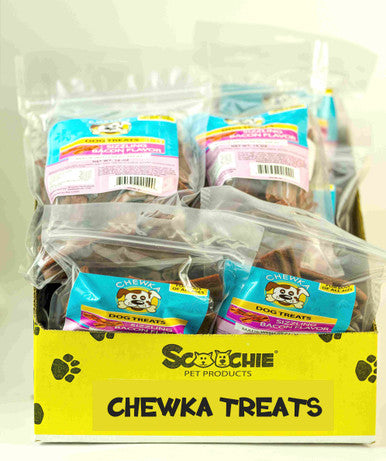 Chewka Dog Treats - Sizzling Bacon Flavor 16 oz Large PDQ of 12