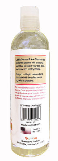 Carlies Ultra Premium Oatmeal & Aloe Shampoo, Coconut Scent For Dogs 16 Ounce Retail