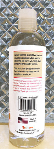 Carlies Ultra Premium Oatmeal & Aloe Shampoo, Coconut Scent For Dogs 16 Ounce