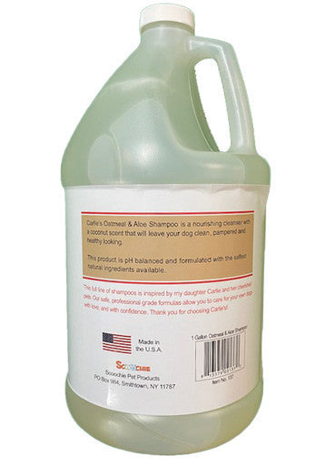Carlies Ultra Premium Oatmeal & Aloe Shampoo, Coconut Scent For Dogs Gallon Groomer Bottle Retail