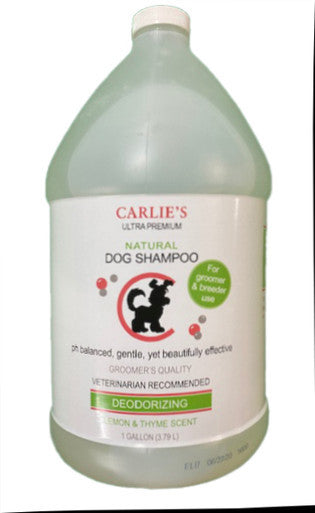 Carlies Ultra Premium Deoderizing Dog Shampoo, Lemon & Thyme Scent For Dogs Gallon Groomer Bottle Retail