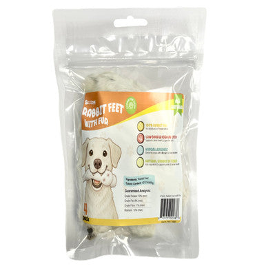 Rabbit foot with Hair 4 Pack Peggable Bag with UPC