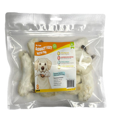 Rabbit foot with Hair 8 Pack Peggable Bag with UPC