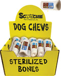 3-4 Inch Natural Sterilized Bone With UPC Small PDQ of 12