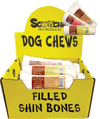 Assorted Flavors 5-6 Inch Stuffed White Shin Bones Small PDQ of 6