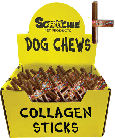 6 Inch CS Deluxe Collagen Stick with Cigar Band and UPC Small PDQ of 50