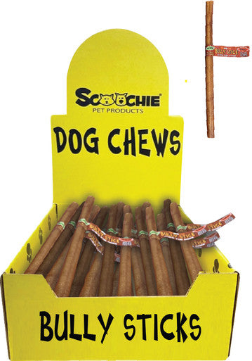 12 Inch Bully Stick With Scoochie Cigar Band/UPC Med Long PDQ of 36