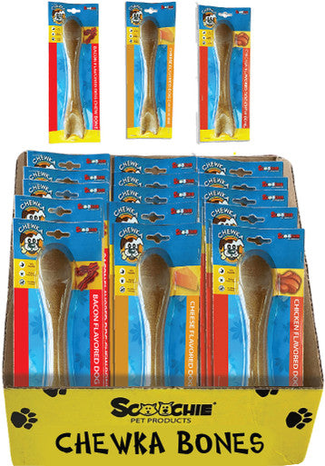 Assorted Flavors Large Chewka Bone 7.7 oz 12x9x11 PDQ of 15