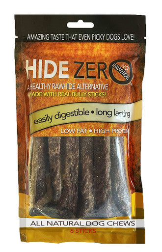 Hide Zero 6 Inch 6 Pack Bully Flavored Rawhide