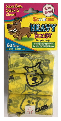 Scoochie Heavy Doody Poop Bags In Bag and Header 60 Bags Retail