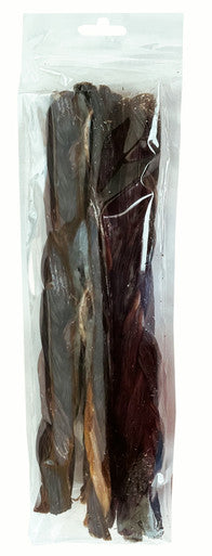 4 Pack 12 Inch Braided Esophagus Sticks in a zip lock bag