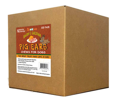Bacon & Cheddar Loaded Pig Ears 100 Bulk Per Box
