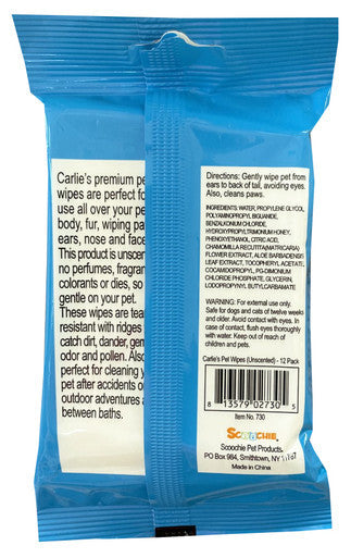Carlies Premium Multi Purpose Pet Wipes 12 Pack