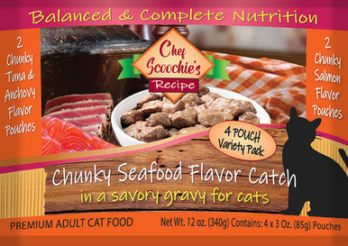 Chef Scoochies 4 Pack 3 Ounce Cat Food Seafood Pack