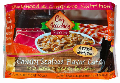 Chef Scoochies 4 Pack 3 Ounce Cat Food Seafood Pack