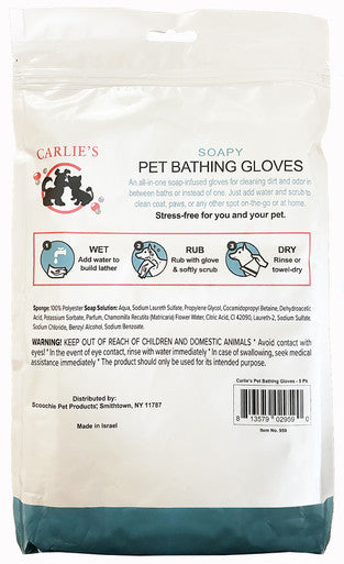 Carlies Pet Bathing Soapy Glove 5 Pack