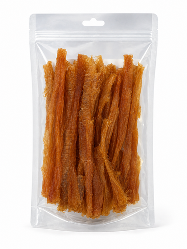 8 Ounce Turkey Tendon Strips Bag with Sticker