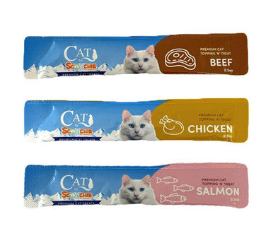 Cat by Scoochie Assorted Lick Treats- Chicken, Salmon, and Beef .5oz-12 Pack